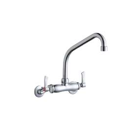 Foodservice 3-8" Adjustable Centers Wall Mount Faucet W/8" High Arc Spout 2" Lever Handles 2" Inlet Chrome, LK945HA08L2T
