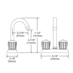 4" Centerset Deck Mount Faucet With Gooseneck Spout And Clear Crystalac Handles Chrome, LKA2475LF