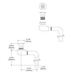 1-1/2" Or 1-5/8" Drain Outlet Fitting Chrome Plated Brass Perforated Grid And Elbow, Arranged For Overflow, LKAD174