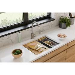 Crosstown Stainless Steel 16-7/8" X 6-3/4" X 3-1/8" Colander With Wood Handles, LKC0717SS