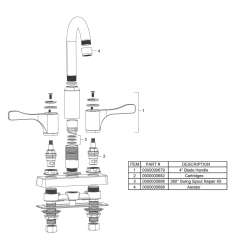 4" Centerset Exposed Deck Mount Faucet With Arc Spout And 4" Lever Handles, LKD24898BHC