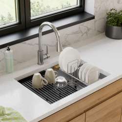 Crosstown Stainless Steel 16-7/8" X 6-3/4" X 4-1/4" Drying Rack With Wood Handles, LKDR0717SS