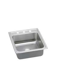 Lustertone Classic Stainless Steel 19-1/2" X 22" X 6" Mr2-Hole Single Bowl Drop-In Ada Sink With Quick-Clip, LRADQ202260MR2