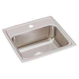 Lustertone Classic Stainless Steel 19" X 18" X 7-5/8" 1-Hole Single Bowl Drop-In Sink With Quick-Clip, LRQ19181