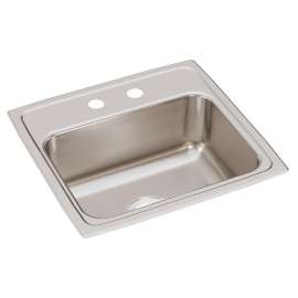 Lustertone Classic Stainless Steel 19" X 18" X 7-5/8" 2-Hole Single Bowl Drop-In Sink With Quick-Clip, LRQ19182