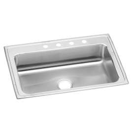 Lustertone Classic Stainless Steel 33" X 22" X 7-5/8" 4-Hole Single Bowl Drop-In Sink, LRS33224
