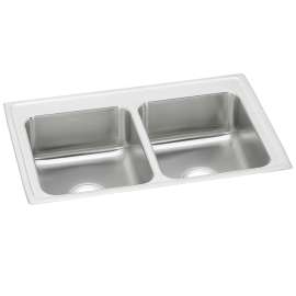 Celebrity Stainless Steel 33" X 22" X 7-1/2", 0-Hole Equal Double Bowl Drop-In Sink, PSR33220