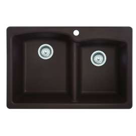 Franke Ellipse 33.0-In. X 22.0-In. Fragranite Dual Mount Double Bowl Kitchen Sink In Mocha