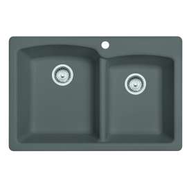 Franke Ellipse 33.0-In. X 22.0-In. Fragranite Dual Mount Double Bowl Kitchen Sink In Stone Grey