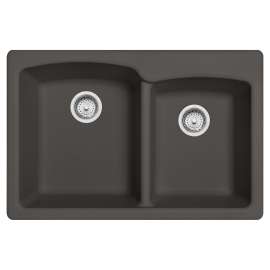 Franke Ellipse 33.0-In. X 22.0-In. Fragranite Dual Mount Double Bowl Kitchen Sink In Slate Grey