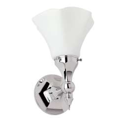 1 Light Bathroom Sconce in Polished Chrome / Satin Opal