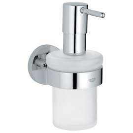 Essentials Glass/Metal 4.72-in. Soap Dispenser with Holder - In Multiple Colors