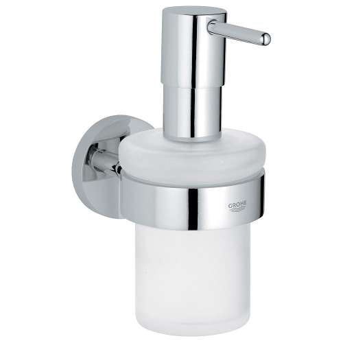 Essentials Glass/Metal 4.72-in. Soap Dispenser with Holder - In Multiple Colors