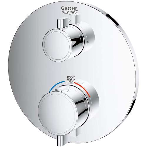 24133000-M Grohtherm Dual Function 2-Handle Thermostatic Trim in StarLight Chrome Finish