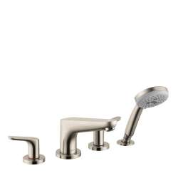 04766820 Focus 4-Hole Roman Tub Set Trim with 1.8 GPM Handshower, In Brushed Nickel