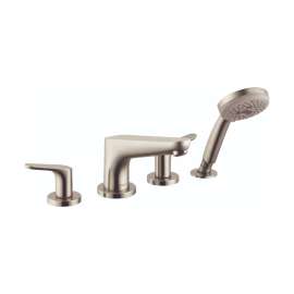 Hansgrohe Focus 4-Hole Roman Tub Set Trim With 1.8 Gpm Handshower In Brushed Nickel, 4766820