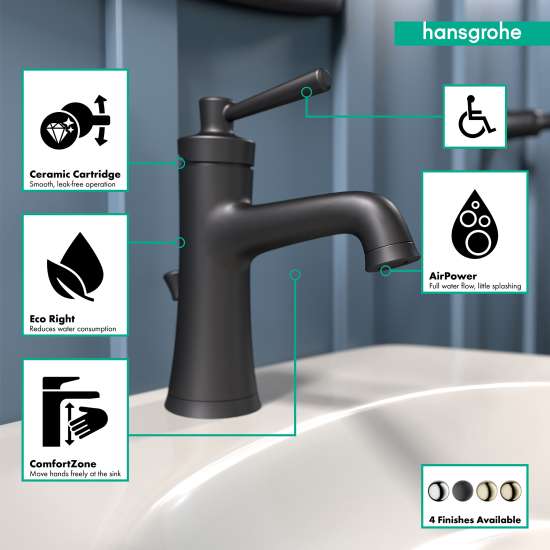 Hansgrohe Joleena Single-Hole Faucet 100 With Pop-Up Drain, 1.2 Gpm In Matte Black, 4771670