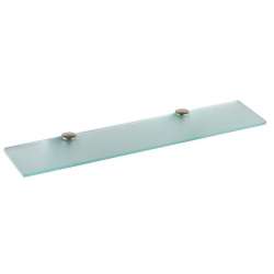 24 3/4in Glass Shelf with Frosted Glass and Brass Mounting Hardware in Brushed Nickel