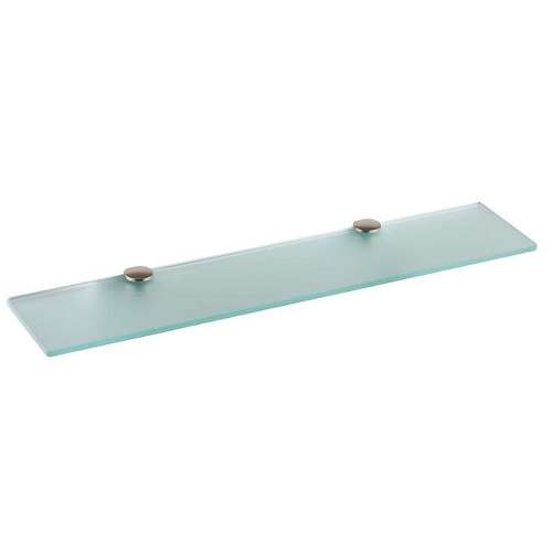 24 3/4in Glass Shelf with Frosted Glass and Brass Mounting Hardware in Brushed Nickel
