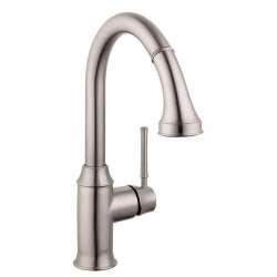 04215800 Talis C Pull-Down Kitchen Faucet with High-Arc Spout, Magnetic Docking, and Locking Spray Diverter in Steel Optic