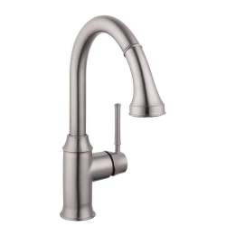 04216800 Talis C Pull-Down Kitchen Faucet with High-Arc Spout, Magnetic Docking, and Locking Spray Diverter in Steel Optic