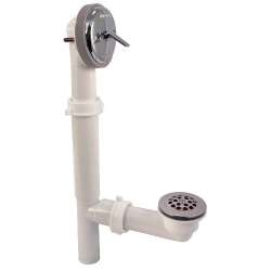 ABA1485-M Bathtub PVC Tubular Waste and Overflow Adjustable Length Kit with Trip Lever in Chrome