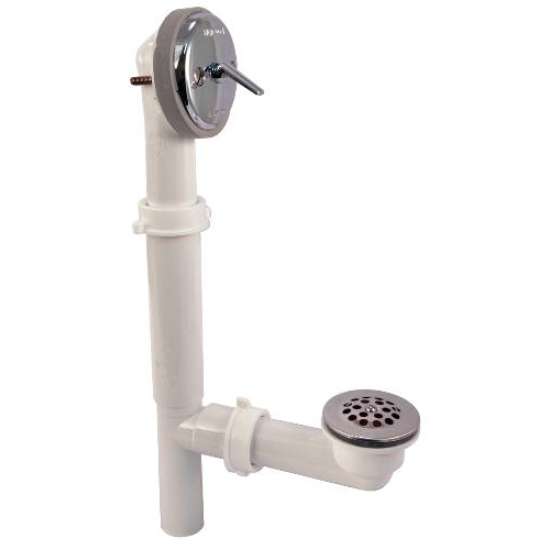 ABA1485-M Bathtub PVC Tubular Waste and Overflow Adjustable Length Kit with Trip Lever in Chrome