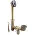Bathtub Rough Brass Trip Lever Drain with Pipe, Tee, and Two Hole Face Plate in Polished Chrome