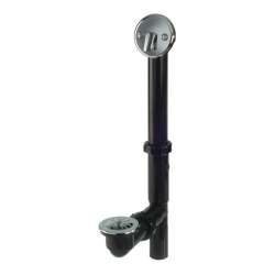 Bathtub Black Polypropylene Trip Lever Drain with Pipe, Tee, and Two Hole Face Plate in Polished Chrome