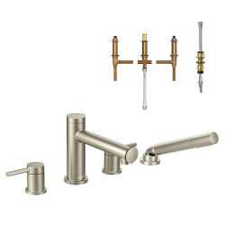 2-Handle Roman Tub Faucet and Handshower with 1/2-Inch CC Rough-in in Brushed Nickel