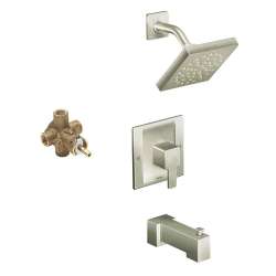 6-Inch Rain Shower and 7-1/4-Inch Spout in Brushed Nickel