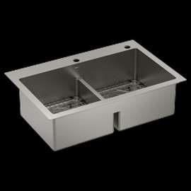 Prep GS182082B 33-in X 22-in 18 Gauge Double Bowl Dual Mount Sink