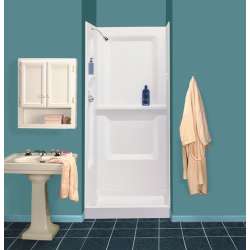 32in x 32in Fiberglass Shower Wall for Square Showers, White