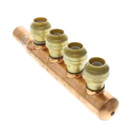 3/4in Closed Copper Manifold with 1/2in 4-Outlets