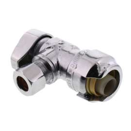 1/2in x 3/8in Compression Lead Free Angle Stop in Chrome Plated Finish