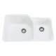 33in Double Basin Undermount Fireclay Kitchen Sink in White