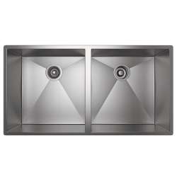 Equal Double Bowl Kitchen Sink in Brushed Stainless Steel