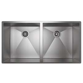 Equal Double Bowl Kitchen Sink in Brushed Stainless Steel