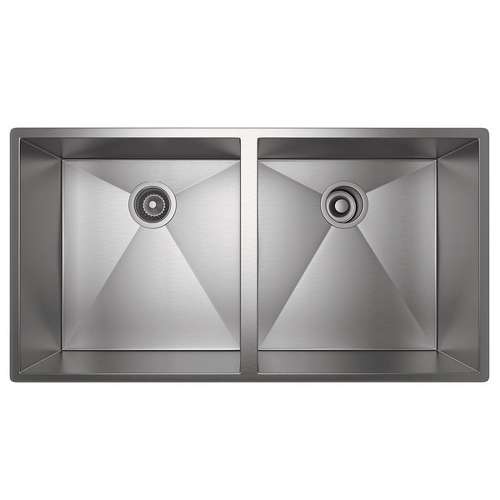 Equal Double Bowl Kitchen Sink in Brushed Stainless Steel