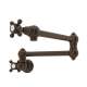 Wall Mount Swing Arm Pot Filler With Cross Handle In Tuscan Brass