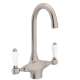 C-Spout Bar/Food Prep Faucet With Porcelain Lever Handle In Satin Nickel
