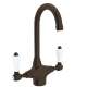 C-Spout Bar/Food Prep Faucet With Porcelain Lever Handle In Tuscan Brass