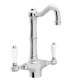 Single Hole Column Spout Bar/ Food Prep Faucet With Porcelain Lever Handle In Polished Chrome