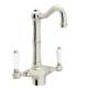 Single Hole Column Spout Bar/ Food Prep Faucet With Porcelain Lever Handle In Polished Nickel