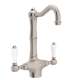 Single Hole Column Spout Bar/ Food Prep Faucet With Porcelain Lever Handle In Satin Nickel