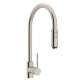 Side Lever Handle Pull-Down High Spout Kitchen Faucet In Satin Nickel