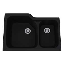 Fireclay Double Bowl Undermount Kitchen Sink in Matte Black