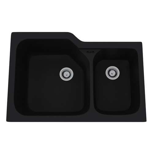 Fireclay Double Bowl Undermount Kitchen Sink in Matte Black