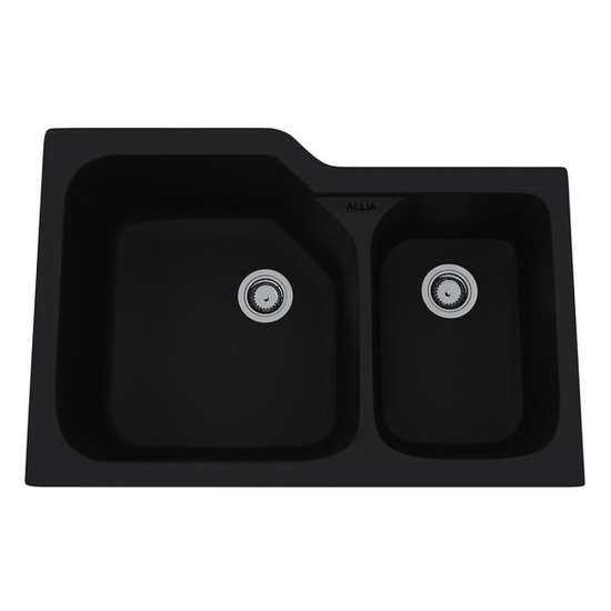 Fireclay Double Bowl Undermount Kitchen Sink in Matte Black