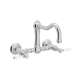 Wall Mount Column Spout Bridge Kitchen Faucet With Porcelain Lever Handle In Polished Chrome